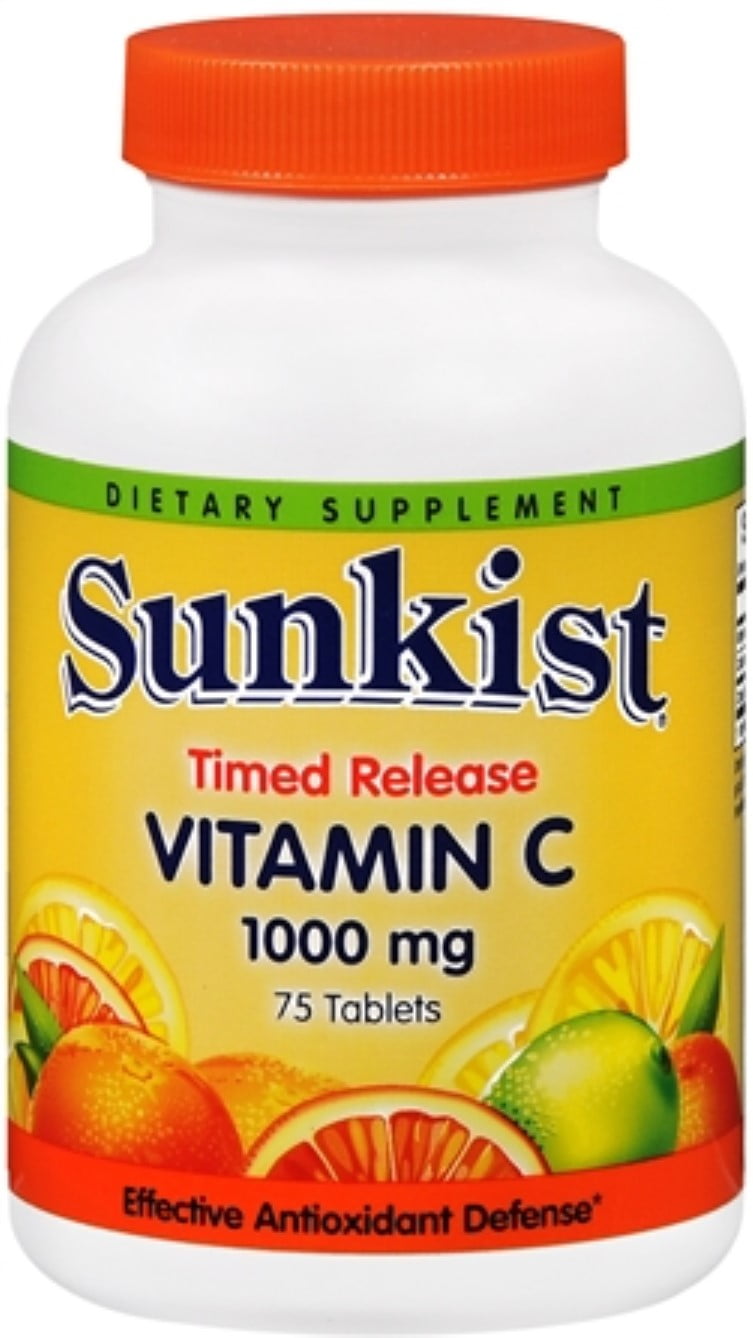 Sunkist Vitamin C 1000 mg Tablets Time Release 75 Tablets (Pack of 2