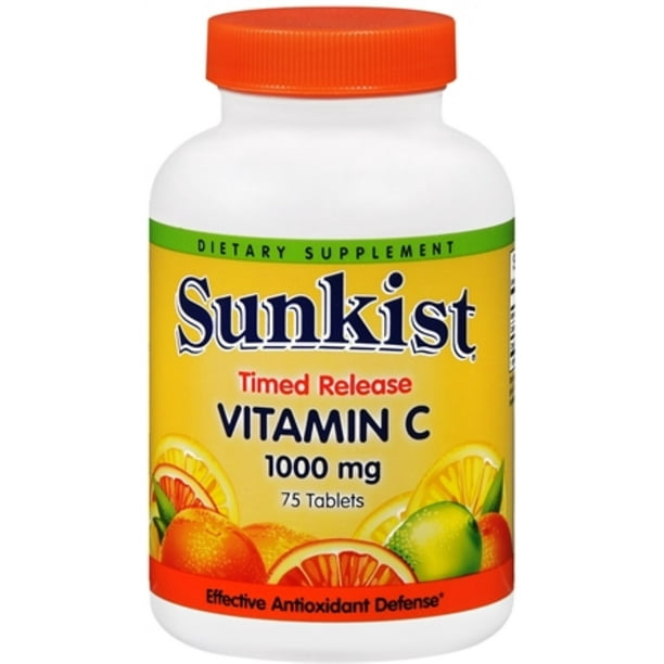 Sunkist Vitamin C 1000 mg Tablets Time Release 75 Tablets (Pack of 2