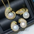 thumbnail image 2 of K-KED Multicolor freshwater pearl necklace bracelet earrings CZ leopard Delicate Jewelry Set-White, 2 of 6