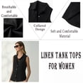 thumbnail image 5 of Womens Button Down Vest Summer Sleeveless Tank Tops Solid Color V Neck Casual Vest Vacation Boho Tank Top, 5 of 8
