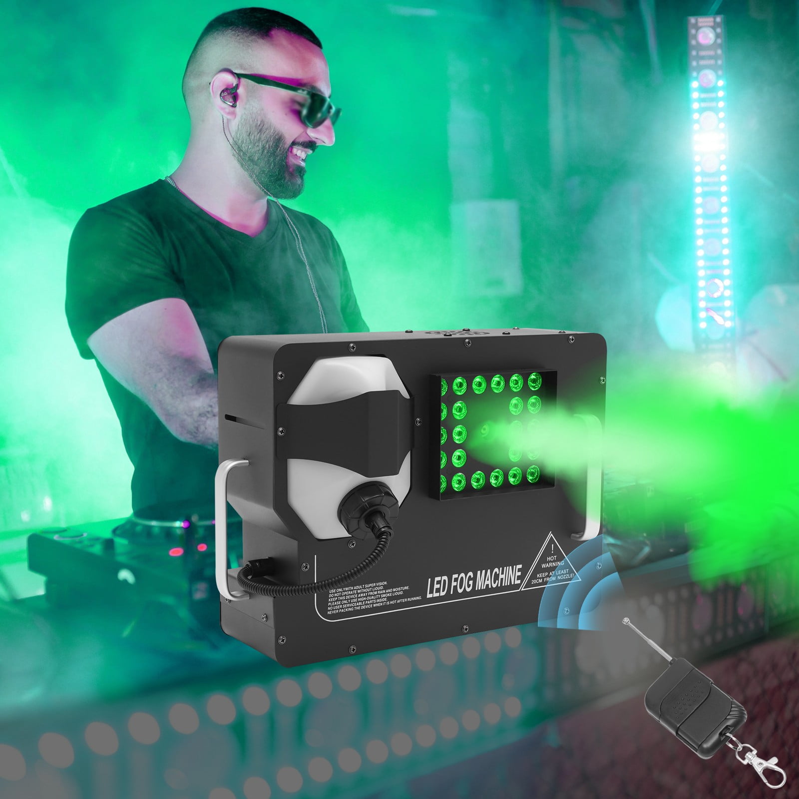 1500W Fog Machine with RGB LED Lights for DJ Parties and Events