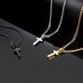 thumbnail image 6 of Silver Tone Cross Necklace for Men, Mens Cross Necklaces with 3.5mm Chain and Stainless Steel Pendant, Cuban Chain 16-24 Inches, 6 of 9