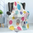 thumbnail image 4 of Polka Dot Soft Flannel Fleece Throw Blanket, Colorful Vibrant and Contemporary Print of Big Blobs Mini Spots and Stripes, Cozy Plush for Indoor and Outdoor Use, 70" x 90", Multicolor, by Ambesonne, 4 of 5