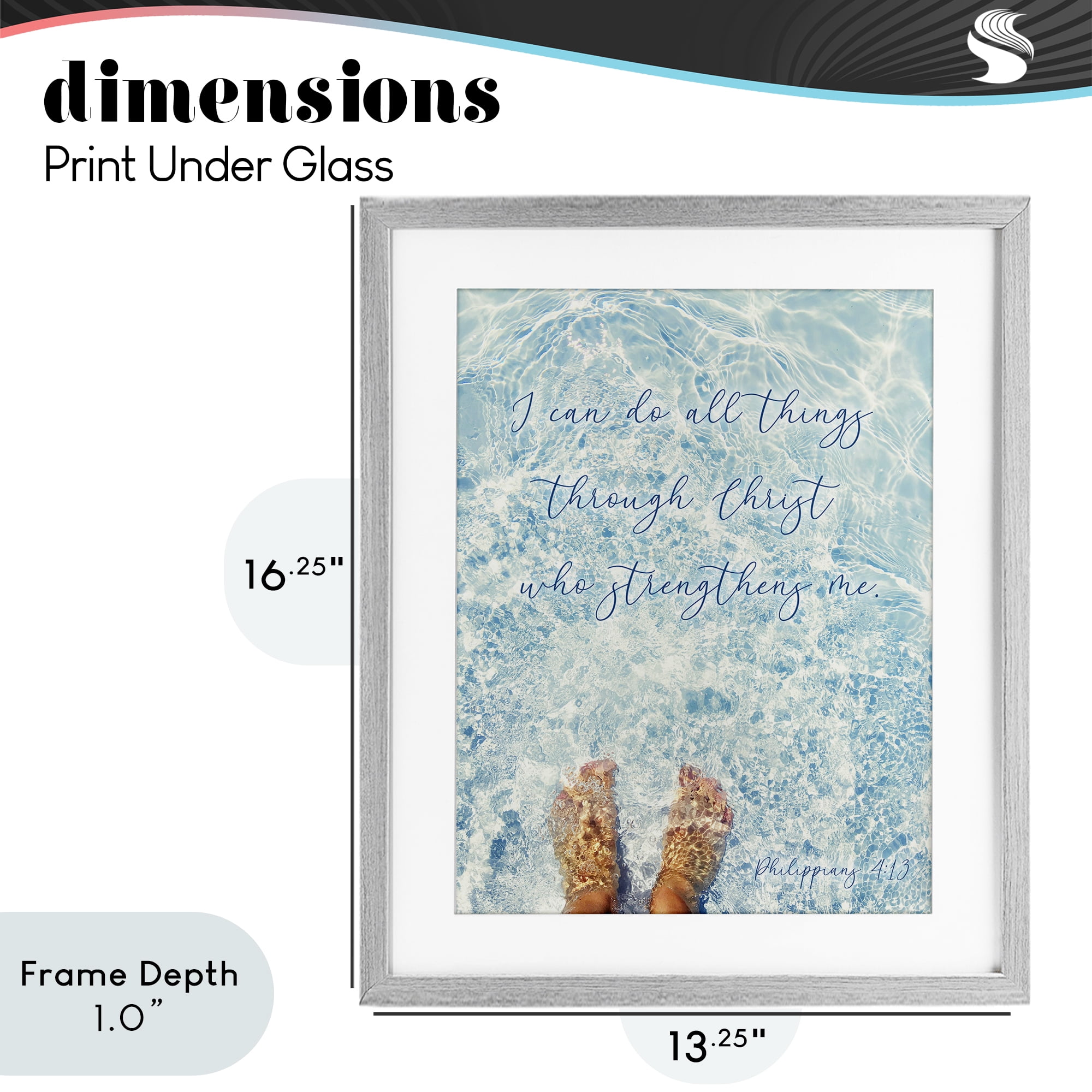 Stupell Industries I Can Do All Things Gray Framed Print Under Glass, design by Sarah Jane