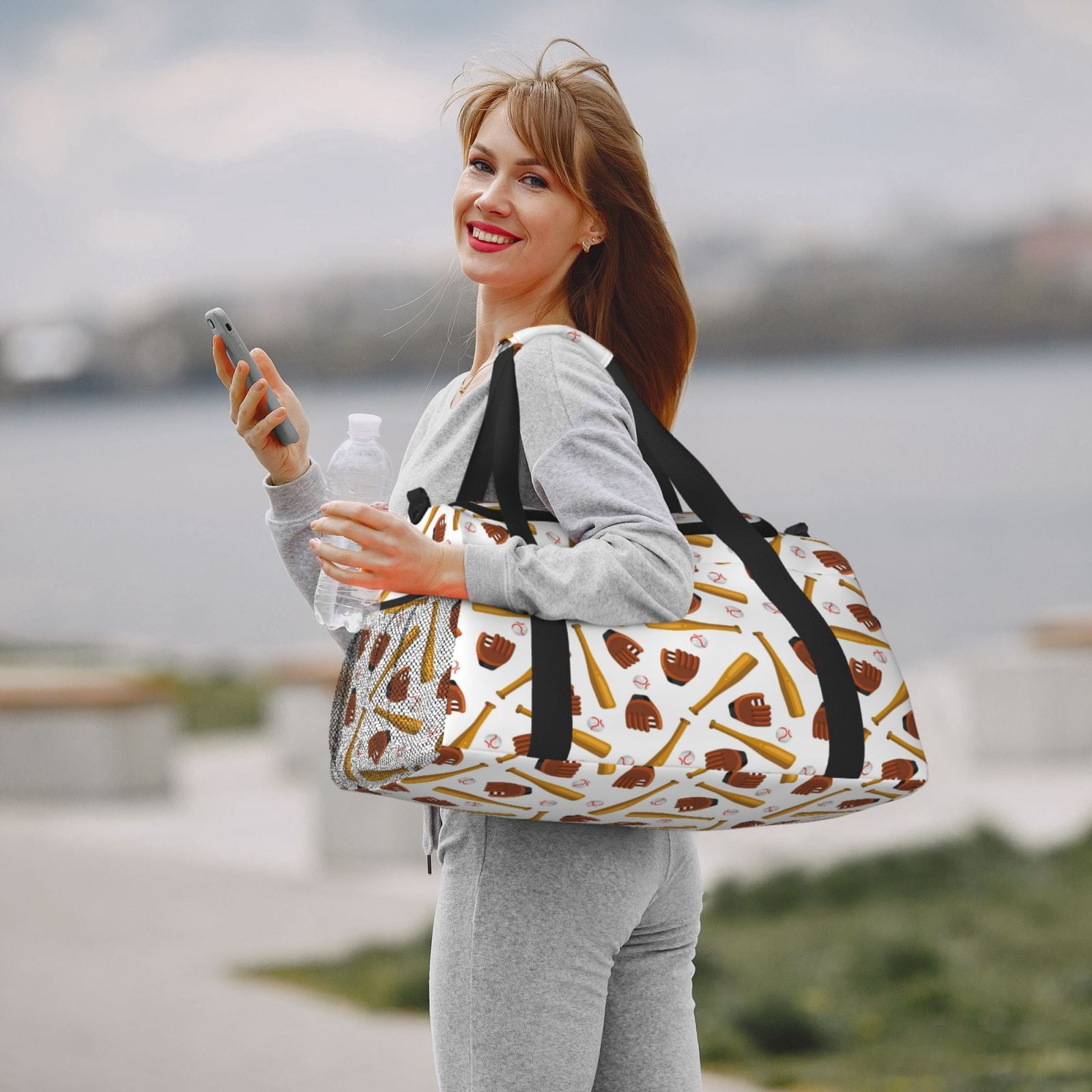 Rateoe Baseball Sport Pattern Gym Bag for Women, Duffle Bag for Travel with Wet Pocket, Carry on Weekender Bags for Women, Water Resistant Travel Bag Duffel Bag