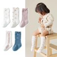 thumbnail image 5 of Cotton Ruffled Mid-tube Socks Baby Girls Boys Knee High Socks Cute Infant Striped Long Stockings, 5 of 8