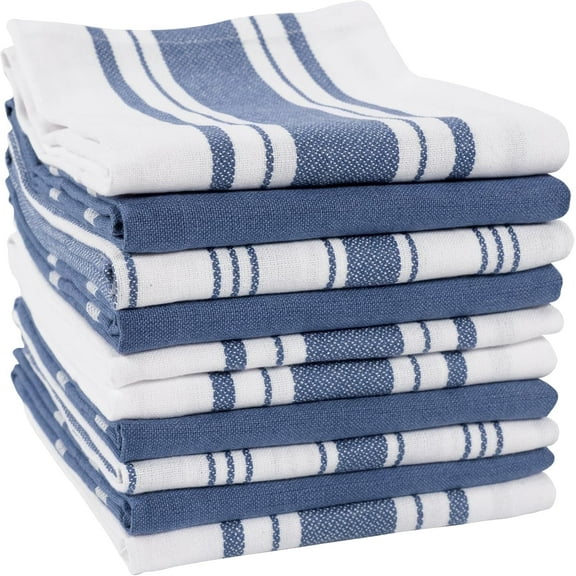 KAF Home Set of 10 Terra Kitchen Towels, GRS Certified & Multi-Purpose Dish Towels, Blue