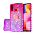 thumbnail image 2 of SOGA Phone Cover Compatible for Samsung Galaxy A20S Liquid Floating Quicksand Case with Diamond Ring Stand for Magnetic Car Mount and Lanyard - Purple on Pink, 2 of 5