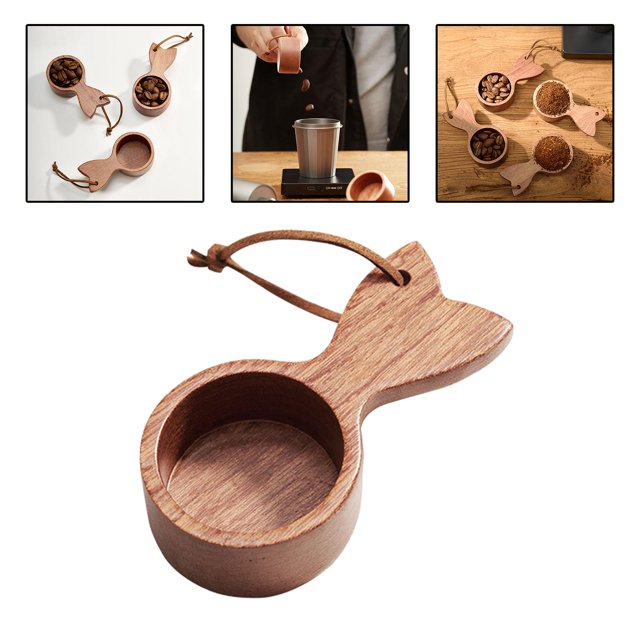 Medidora de madera Macarena cuchara dosificadora de cafe con cordón de cuero