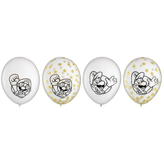 Super Mario Bros Birthday Party Clear Latex Balloons with Stars