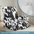 thumbnail image 4 of Renewold Black Cow Print Stretch Recliner Chair Cover Washable Couch Cover Recliner 4 Pieces Polyester Spandex Reclining Slipcover Furniture Protector for Reclining Sofa, 4 of 8
