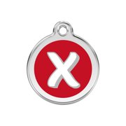 Red Dingo Stainless Steel Enamel Alphabet X Personalized Engraved Pet ID Tag, Medium