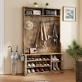 thumbnail image 6 of Noelse Entryway Hall Tree with Bench and Storage, 3 in 1 Hall Tree with Coat Rack and Shoe Storage, Adjustable Shoe Organizer, 2-Tier Storage Shelf for Hallway, Entryway, Rustic Brown, 6 of 8