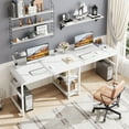 thumbnail image 3 of TribeSigns Two Person Desk with Bookshelf, 78.7 Computer Office Double Desk for Two Person,Writing Desk Workstation for Home Office,White, 3 of 6
