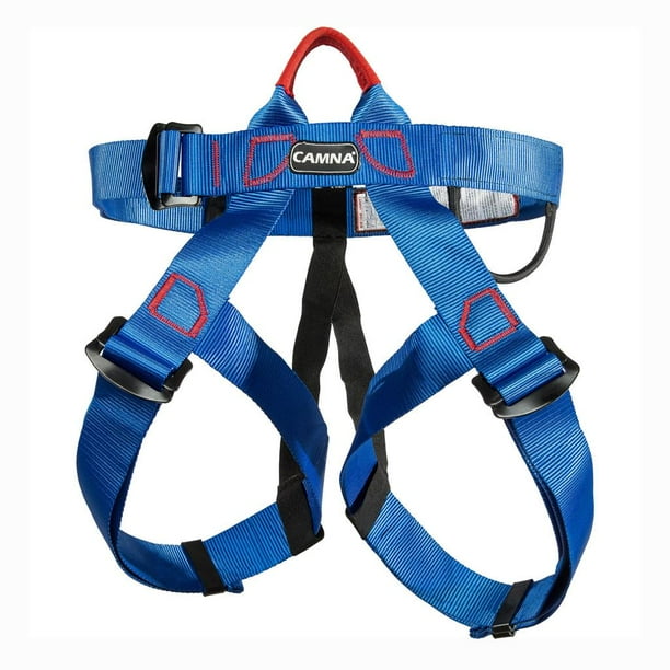Cinturones de arnés de seguridad de medio cuerpo para escalada en roca al aire libre, espeleología de es, rapel , Azul Ajustable
