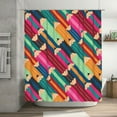 thumbnail image 1 of DouZhe Rideau de Douche Motif Crayons Colorés Abstraits avec 12 Crochets, Rideaux de Bain Imperméables pour Décorations de Salle de Bain, 72 x 72 Pouces, 1 of 6