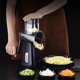 thumbnail image 1 of Rallador de queso rotatorio 5 en 1, rebanador manual de alimentos con mango | 5 cuchillas reemplazables de acero inoxidable | Base de succión fuerte | Multiusos para queso, verduras, frutas y más, 1 of 9