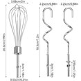 thumbnail image 2 of MEISO 3Pcs Whisk Attachment, Food-Grade Stainless Steel Hand Mixer Attachments, Replacement Beaters of Dough Hook and Whisk for KitchenAid & Hand Mixer Hand Mixer Dough Hook, 2 of 7