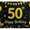 thumbnail image 3 of Black Background Glittery Golden 50th Happy Birthday Banner Party Supplies Backdrop Decorations for Photography Props Birthday Party Celebrations, 3 of 7