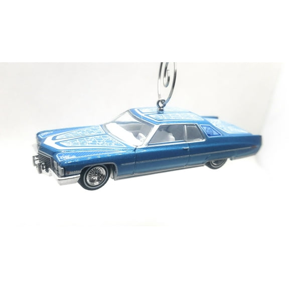 Christmas Ornament Xmas for 1972 Cadillac Coupe Deville Lowrider Blue