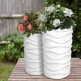 thumbnail image 5 of Outdoor Concrete Large Pots, 2PCS Outdoor Indoor Modern Planter, 20" and 18" H Decorative Tall Flower Pot for Patio, Garden, Home and Office, 5 of 7