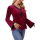 thumbnail image 4 of INSPIRAR CHIC Blusas de terciopelo de invierno para mujeres, de manga larga, con escote en V, ajuste ceñido, elegante, con peplum, blusa casual S Burdeos, 4 of 6