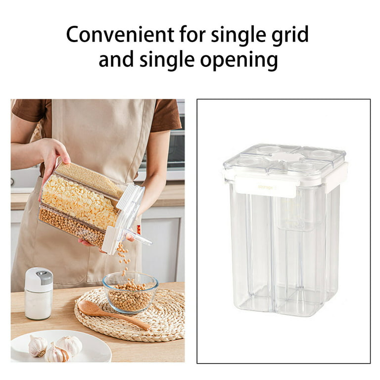 Wovilon Airtight Cereal Storage Container, Clear 2.4L Airtight Kitchen Food  Storage Container With Lids And Compartments For Grain, Sugar, Flour, Rice,  Nut, Snacks 