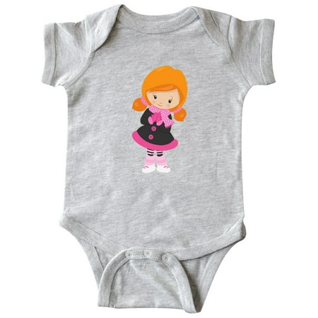 

Inktastic Ice Skating Girl Cute Girl Orange Hair Scarf Gift Baby Girl Bodysuit