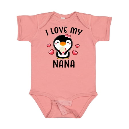 

Inktastic I Love My Nana with Cute Penguin and Hearts Gift Baby Girl Bodysuit