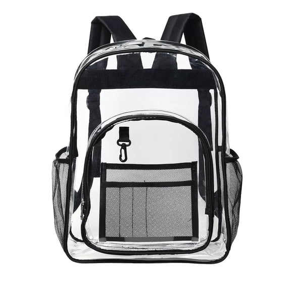 GARITIN Clear PVC Backpack, Heavy Duty Transparent See Through Bag for School Work Travel Security