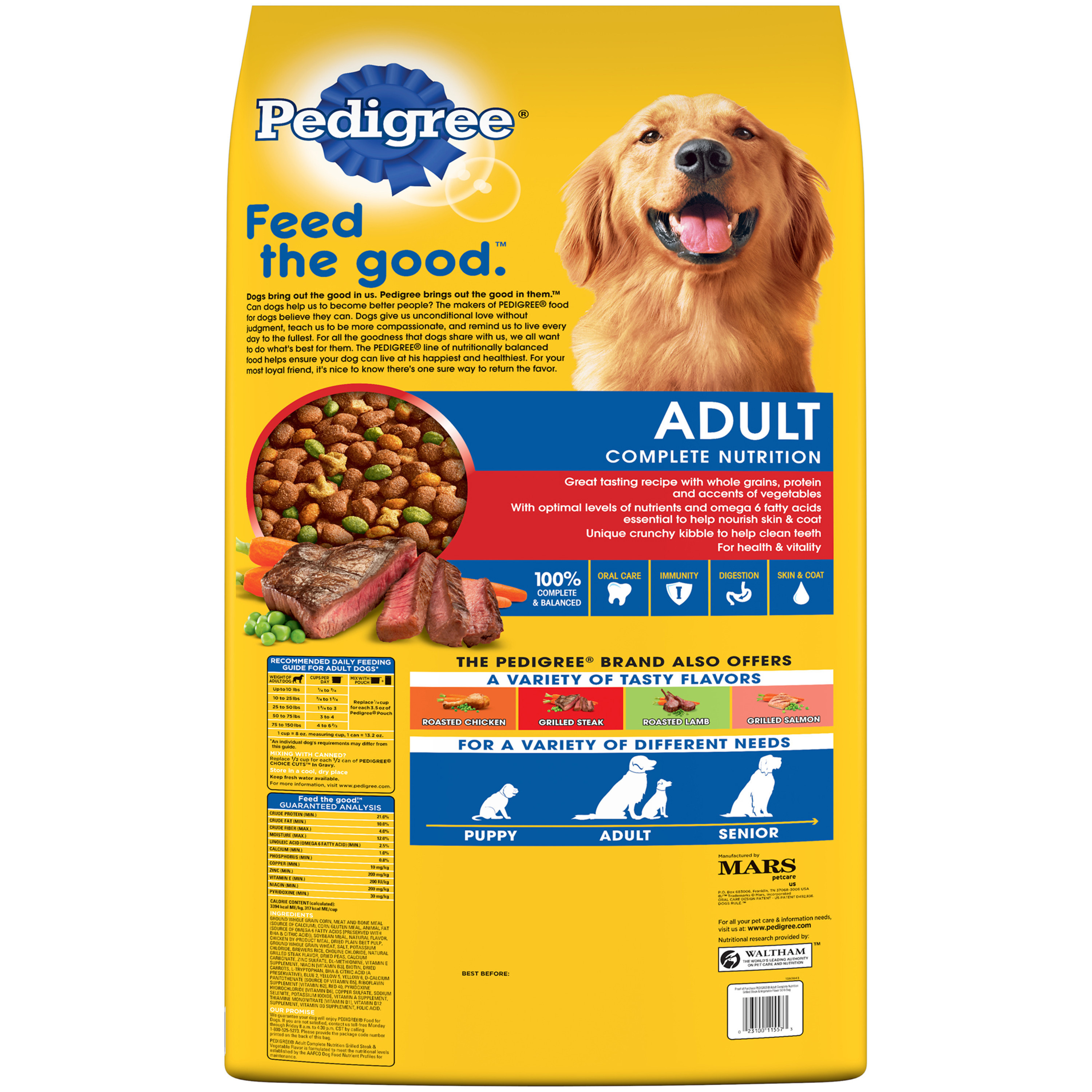PEDIGREE Complete Adult Nutrition Dry Dog Food Steak and Vegetable 50