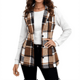 thumbnail image 5 of Stichou Women's Plaid Vest Christmas Cardigan Winter Fall Flannel Vest Sleeveless Blazer Jacket Long Shacket Vest Light Brown L, 5 of 5
