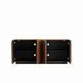thumbnail image 6 of 60 Inch Mid-Century Sideboard Buffet Cabinet with 3D Triangle Doors, Kitchen Storage Credenza with 4 Doors and 2 Shelves for Living Room, Bedroom, Natural Walnut, 6 of 8