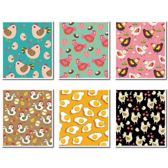6Pcs 6 Styles Chicken Dish Towels Animal Swedish Dish Cloth Cotton Cellulose Reusable Washable Absorbent Farmhouse Dishcloth RagsDIY