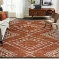 thumbnail image 4 of ReaLife Rugs Machine Washable Area Rug Runner - Living Room Bedroom Bathroom Kitchen Entryway Office - Padded Low Pile Stain Resistant Premium - Moroccan Diamond Tribal - Jax - Orange 3' x 5', 4 of 5