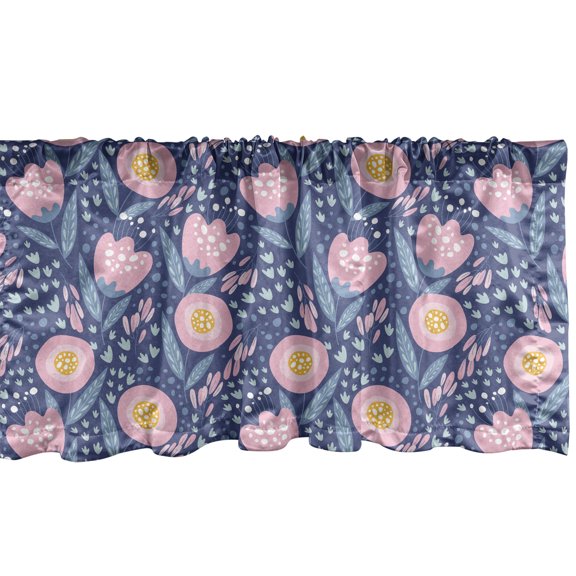Ambesonne Floral Window Valance, Dreamy Flowers Petals Spring, 54" X 18", Rose Dark Lavender