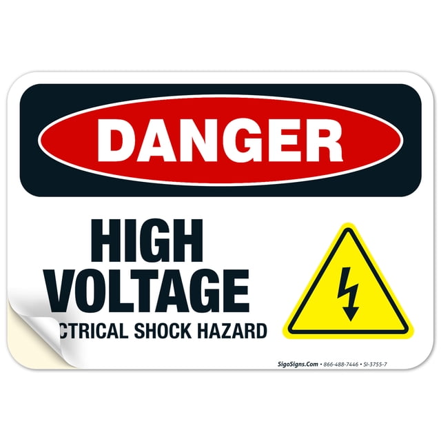 Shock Sign Sticker Danger High Voltage Electrical Shock Hazard Sign, OSHA Danger Sign ...