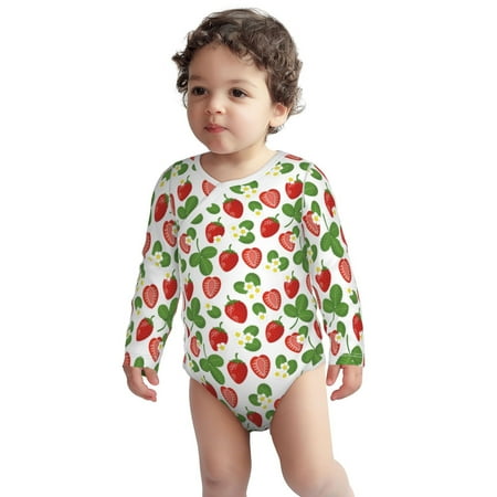 

Haiem Strawberry Printed Unisex-Baby Long Sleeve Onesies Bodysuits Unisex Babies Snap-Up Rompers-3 Months