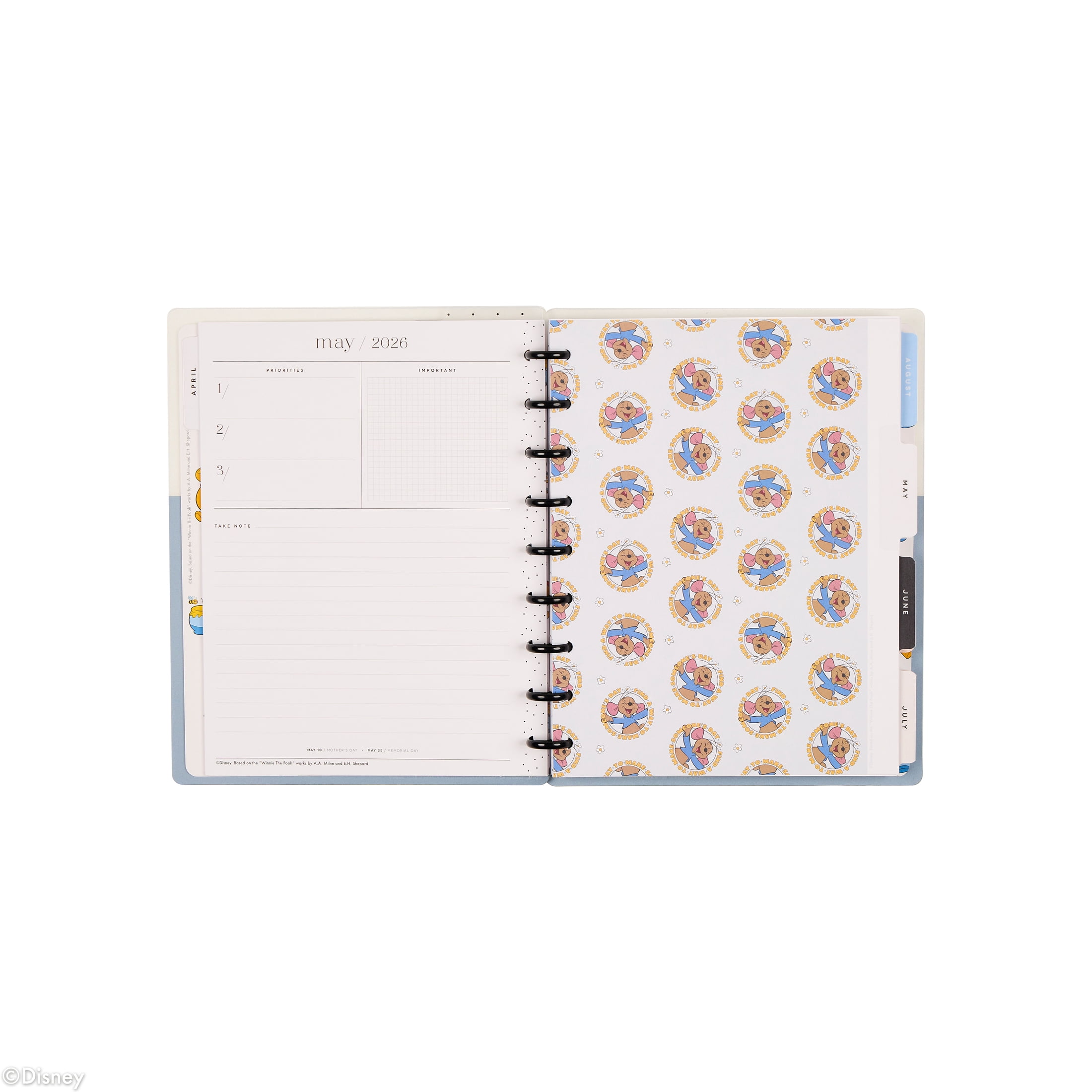 Happy Planner Disney Pooh & Company Monthly Weekly Classic 15 Month Disc Bound Dated Planner (7” x 9.25”) April 2026 to June 2027, recycled plastic disc-bound