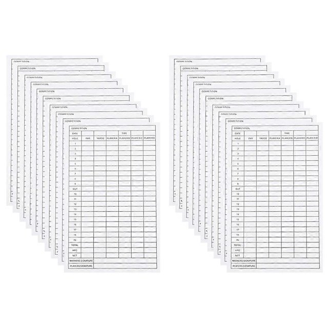 20Pcs Golfs Score Sheets Golfs Scorecards Coated Paper Score Cards Portable Golfs Scorecards
