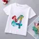 thumbnail image 3 of Camiseta de algodón con estampado de princesa sirena de Disney para niñas, ropa para bebés de princesa Ariel, top de dibujos animados para niños de 1 a 9 años, cumpleaños para niños, 3 of 5