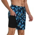 thumbnail image 2 of Rateoe Blue Butterfly Pattern Men’s Swim Shorts with Compression Liner – Double-Layered Quick-Dry Swimwear, Comfortable & Stretchy Beach Shorts-3X-Large, 2 of 6