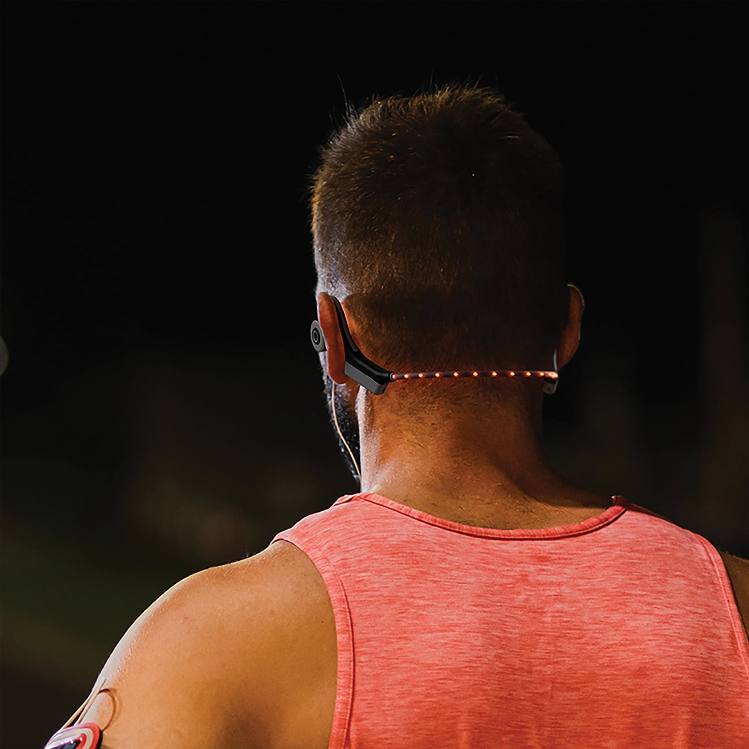 OPN Sound OS4000BL Dashlyte Bluetooth Bone-Conduction LED-Neckband Headphones with Microphone, Black