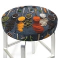 thumbnail image 3 of Kll Various Herbs And Spices In Spoons Round Bar Chair Cushion Cover 12 Inch,Bar Stool Protector With Elastic, Soft Washable, 3 of 7