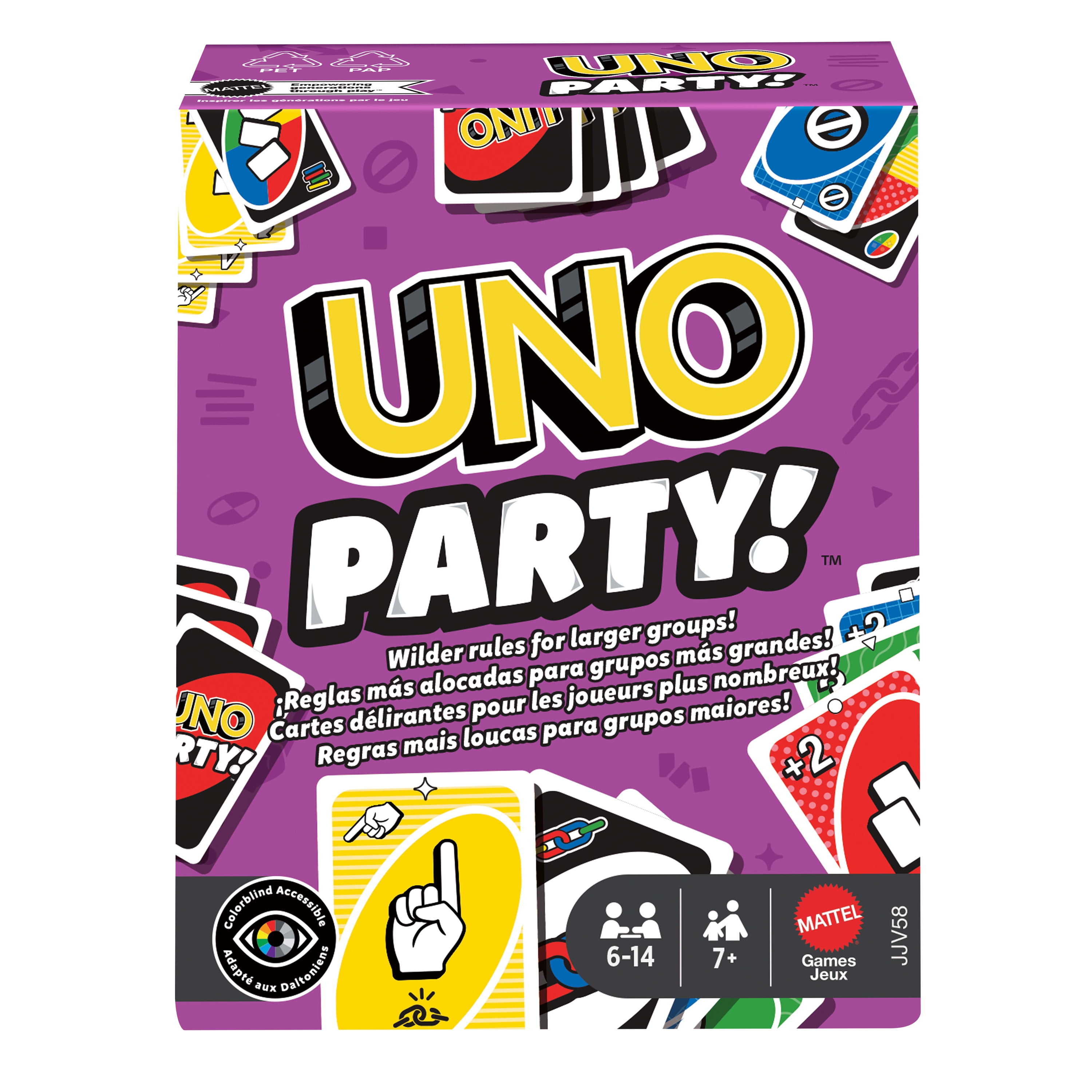 UNO Party Card Game for Large Groups, Kids, Adults & Family Nights, 6 to 14 Players Ages 7+ Years