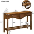 thumbnail image 3 of LKTART Modern Fluted Scalloped Edge 3-Drawer Open Shelf Waterproof Pine Console Table, Brown, 3 of 9