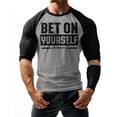 thumbnail image 3 of GYMISH Raglan Bet on Yourself Workout T-Shirt for Men – Funny Gym Shirt, Mens Fitness Tee, Motivational Gym Clothes, Workout TShirt for Men, 3 of 5