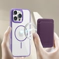thumbnail image 6 of 2 in 1 Wallet Case for iPhone 14 Plus, Compatible with Magsafe Clear Shockproof Magnetic Phone Case with Card Holder Bumper Anti-Yellowing Protective Cover for iPhone 14 Plus,Purple, 6 of 8