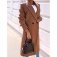 thumbnail image 4 of Women Long Wool Coats for Fall Winter Trench Coat Peacoat Double Breasted Blazer Jackets Overcoat Dark Khaki S, 4 of 8