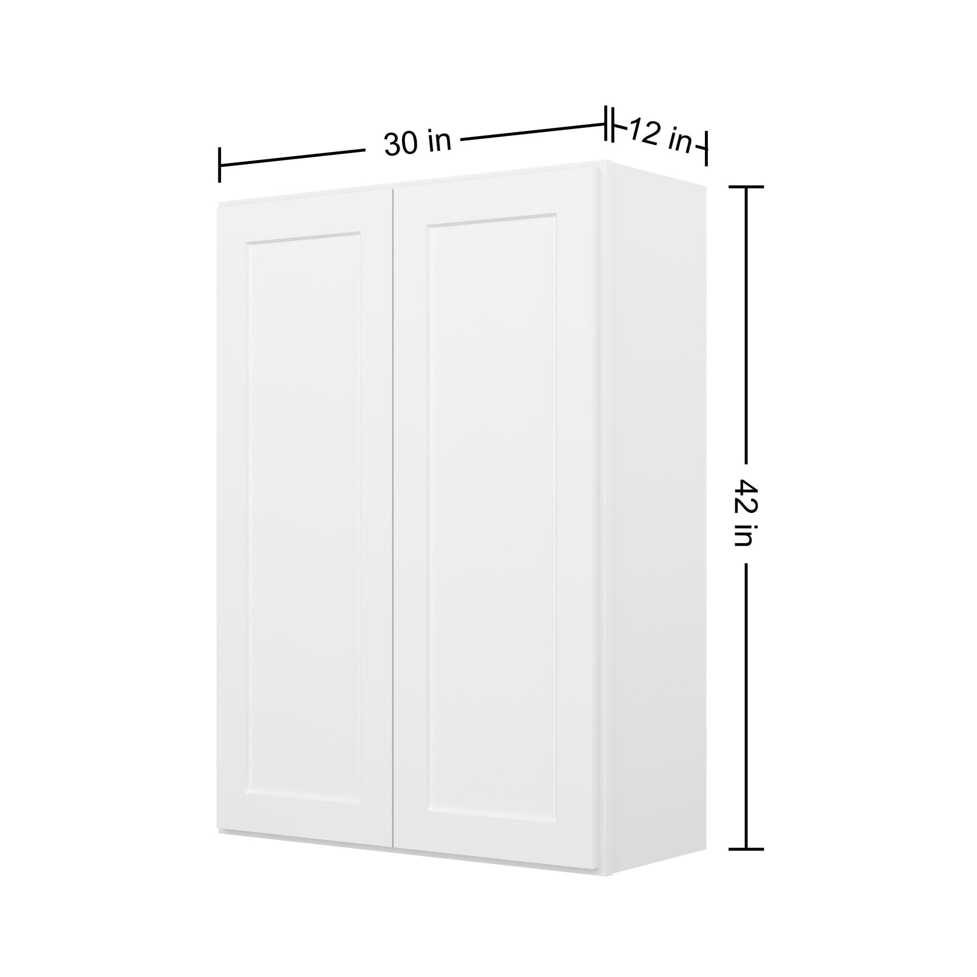 Furinno Shaker 2 Doors 3 Shelves Wall Kitchen Cabinet, Ready to Assemble, 12 D x 30 W x 42 H, White